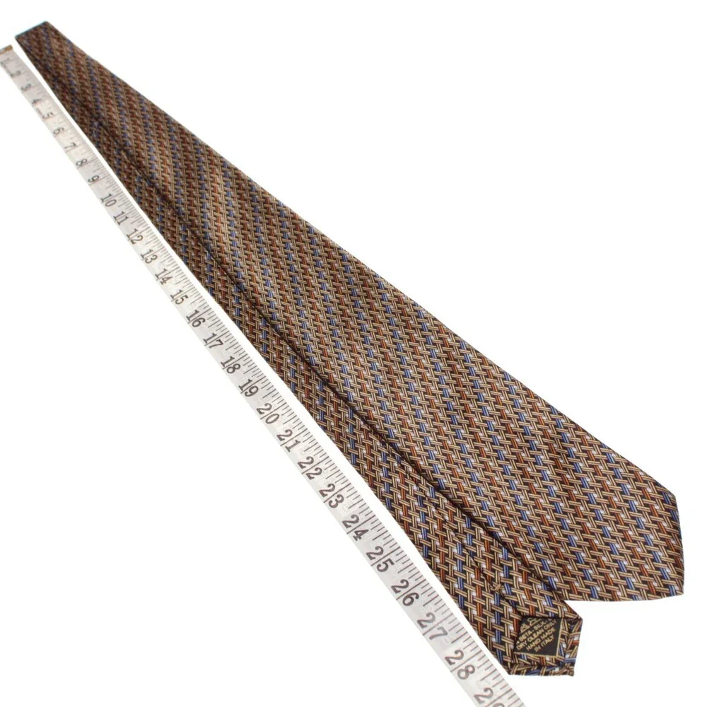 Brioni NWOT Neck Tie in Yellow / Orange / Blue Geometric Print 100% Silk